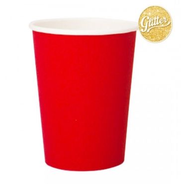 8 Gobelets en Carton à Paillettes - Rouge