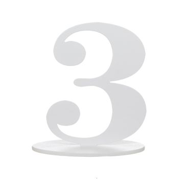 Chiffre 3 en Bois Blanc sur Socle