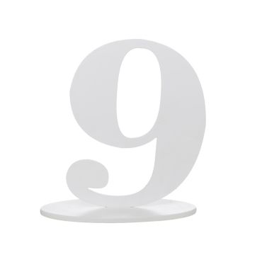 Chiffre 9 en Bois Blanc sur Socle