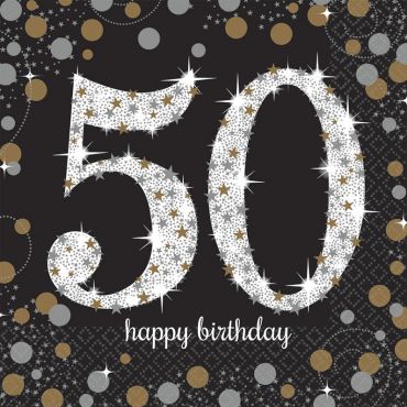 16 Serviettes 50 Ans - Argent / Noir 16 Serviettes 50 Ans - Argent / Noir