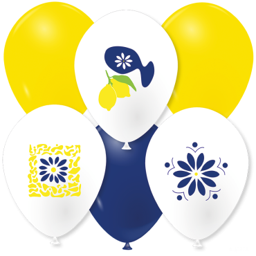 Ballons déco style méditerranéen avec citrons et motifs bleus | jourdefete.com Ballons déco style méditerranéen avec citrons et motifs bleus | jourdefete.com