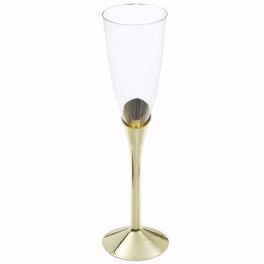Flûtes à champagne en polystyrène avec pieds dorés brillants | jourdefete.com