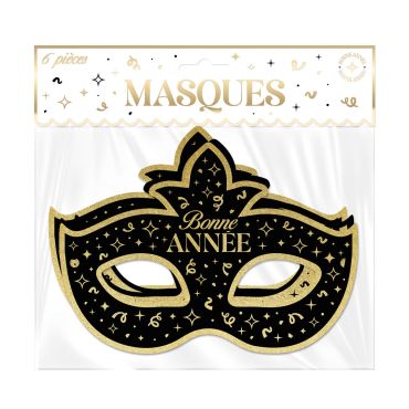 6 masques en carton Bonne Année 6 masques en carton Bonne Année