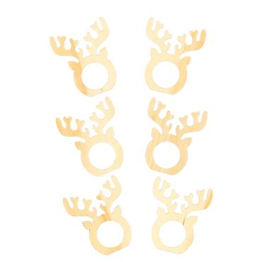 Lot de 6 ronds de serviette en bois en forme de tête de renne pour décoration de table | jourdefete.com Lot de 6 ronds de serviette en bois en forme de tête de renne pour décoration de table | jourdefete.com
