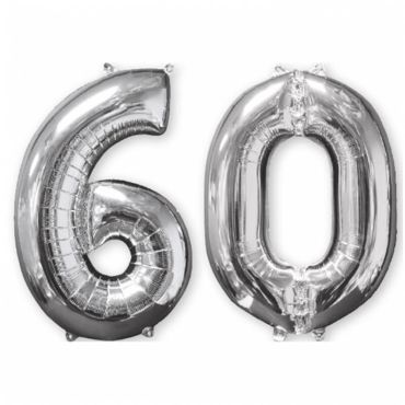 Ballons Hélium - 60 ans - Argentés Ballons Hélium - 60 ans - Argentés