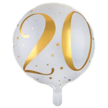 Ballon Anniversaire - Blanc et Or - 20 ans | jourdefete.com Ballon Anniversaire - Blanc et Or - 20 ans | jourdefete.com