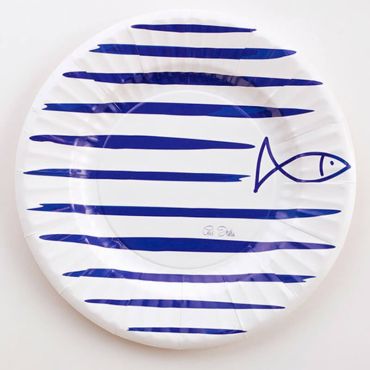 8 Assiettes en Carton - Navy Bleu 21 cm