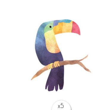 Sachet de 5 tatouages éphémères – Toucan Sachet de 5 tatouages éphémères – Toucan