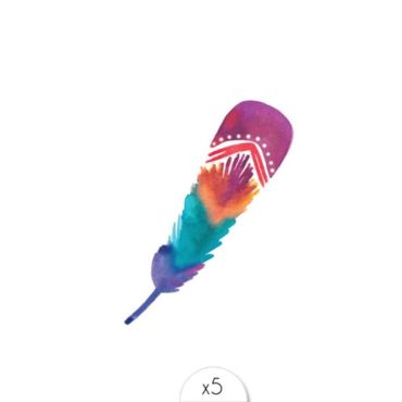 Sachet de 5 tatouages éphémères – Plume multicolore Sachet de 5 tatouages éphémères – Plume multicolore
