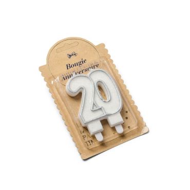 Bougie 20 Ans Pailletée Argent Bougie 20 Ans Pailletée Argent