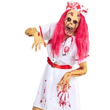 Masque Infirmière Zombie avec Perruque Masque Infirmière Zombie avec Perruque