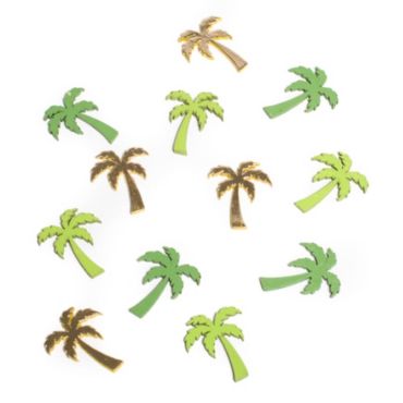 Sachet de 12 confettis de table palmiers en bois - Or et Vert Sachet de 12 confettis de table palmiers en bois - Or et Vert