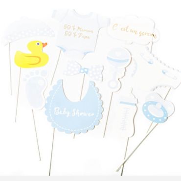 Kit Photobooth Baby Shower Garçon / 11 pièces Kit Photobooth Baby Shower Garçon / 11 pièces
