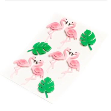 Sachet de 9 Stickers Flamants Roses et Feuilles de bananiers