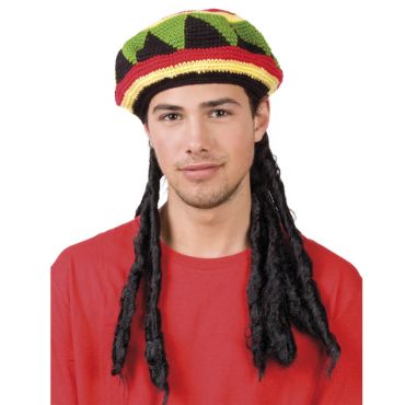 Bonnet Rasta Jamaïque avec dreadlocks Bonnet Rasta Jamaïque avec dreadlocks