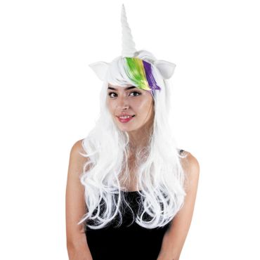 Perruque Licorne avec Frange Arc-en-Ciel Perruque Licorne avec Frange Arc-en-Ciel