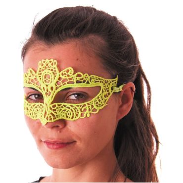 Loup en Tissu Dentelle - Jaune Fluo Loup en Tissu Dentelle - Jaune Fluo
