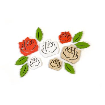18 décorations de table à parsemer - Roses et Feuilles - Bois Naturel et Rouge | jourdefete.com 18 décorations de table à parsemer - Roses et Feuilles - Bois Naturel et Rouge | jourdefete.com
