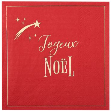 Lot 10 serviettes jetables rouge et or Joyeux Noël étoile filante 33x33 cm | jourdefete.com Lot 10 serviettes jetables rouge et or Joyeux Noël étoile filante 33x33 cm | jourdefete.com