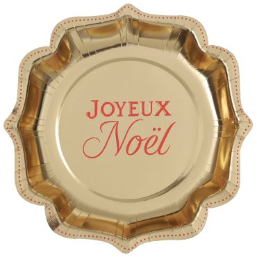 Assiettes en carton dorées festonnées Joyeux Noël 21 cm rouge pour table de fête | jourdefete.com Assiettes en carton dorées festonnées Joyeux Noël 21 cm rouge pour table de fête | jourdefete.com