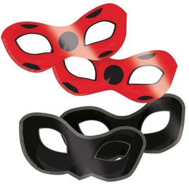 Sachet de 4 Masques Chat Noir et 4 Masques Ladybug - Miraculous Sachet de 4 Masques Chat Noir et 4 Masques Ladybug - Miraculous