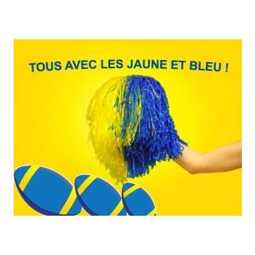 Pom Pom Bicolore Jaune et Bleu Pom Pom Bicolore Jaune et Bleu