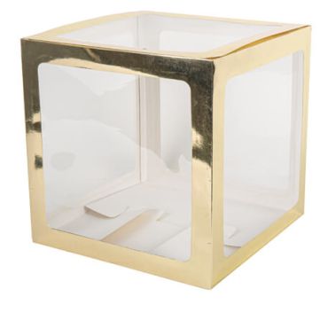 Cube à ballons - Transparent avec contours colorés or | jourdefete.com