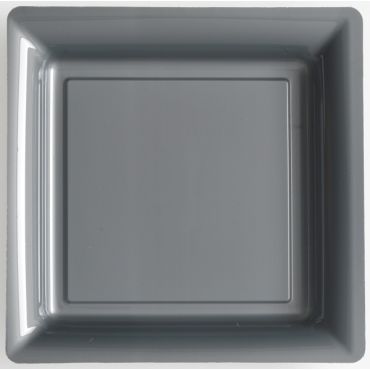 12 Assiettes Carrées en Plastique - Argent 12 Assiettes Carrées en Plastique - Argent