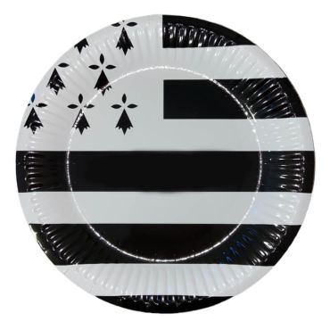 6 petites assiettes en carton drapeau breton de 18 cm