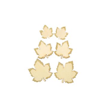 6 Confettis Feuilles d'Erable en Bois Naturel et Paillettes Or de 3 à 5 cm 6 Confettis Feuilles d'Erable en Bois Naturel et Paillettes Or de 3 à 5 cm