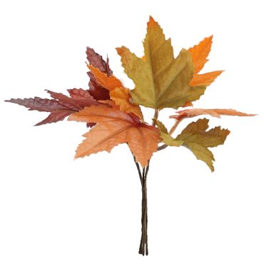 Bouquet de feuilles d'érable artificielles aux couleurs ocre et rousses pour centre de table | jourdefete.com