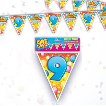 Guirlande de Fanions "Joyeux Anniversaire" - 9 ans Guirlande de Fanions "Joyeux Anniversaire" - 9 ans