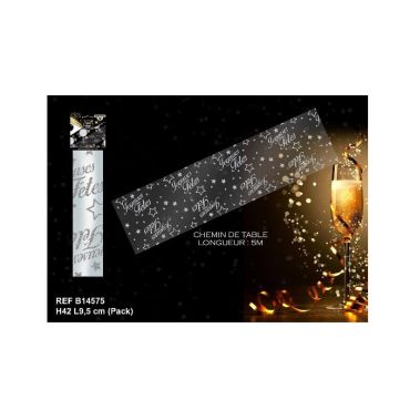 Chemin de Table Etoilé "Joyeuses Fêtes" - Argent