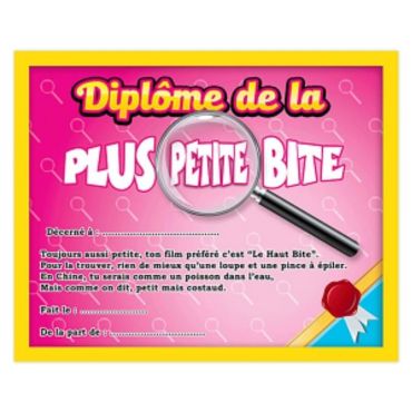 Cadre Diplôme Humoristique de la plus petite bite Cadre Diplôme Humoristique de la plus petite bite