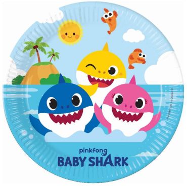 8 assiettes en carton FSC Baby Shark de 23 cm | jourdefete.com 8 assiettes en carton FSC Baby Shark de 23 cm | jourdefete.com