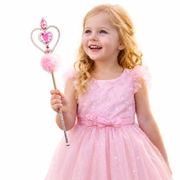 Baguette magique de princesse rose avec coeur à strass et pompon tulle pour déguisement d'enfant | jourdefete.com Baguette magique de princesse rose avec coeur à strass et pompon tulle pour déguisement d'enfant | jourdefete.com
