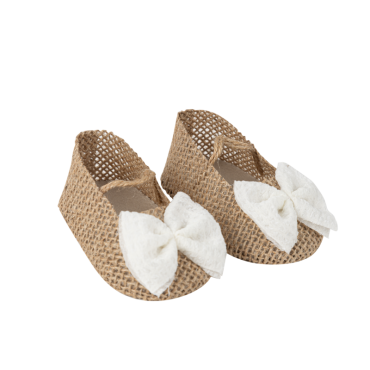 Contenant dragées en forme de ballerines en lin avec nœud ivoire | jourdefete.com Contenant dragées en forme de ballerines en lin avec nœud ivoire | jourdefete.com