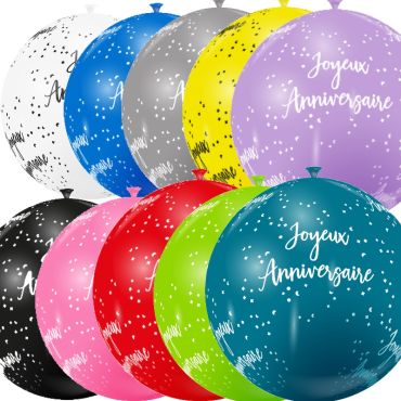 Ballon de Baudruche Géant Joyeux anniversaire 1 mètre - Coloris au choix | jourdefete.com