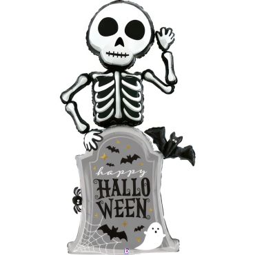 Ballon squelette avec pierre tombale Halloween | jourdefete.com Ballon squelette avec pierre tombale Halloween | jourdefete.com
