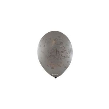 10 Ballons Vive les Mariés Couleur Argent 