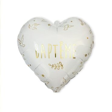 Ballon Métallique - Cœur "Baptême" | jourdefete.com