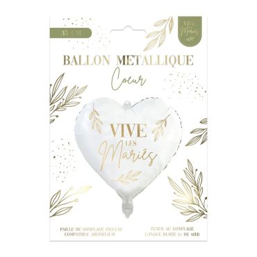 Ballon Métallique - Cœur "Vive les mariés" | jourdefete.com Ballon Métallique - Cœur "Vive les mariés" | jourdefete.com