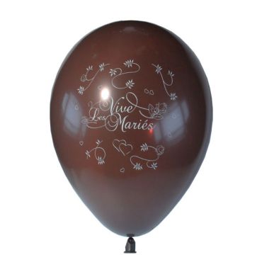 10 Ballons Vive les Mariés Couleur Chocolat 