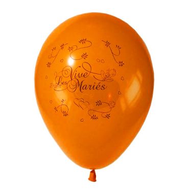 10 Ballons Vive les Mariés Couleur Orange