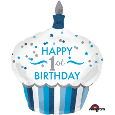Ballon Joyeux Premier Anniversaire - Bleu Holographique Ballon Joyeux Premier Anniversaire - Bleu Holographique