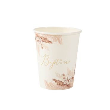 8 Gobelets en carton - Collection Pampas, Fleurs de Coton et Or 8 Gobelets en carton - Collection Pampas, Fleurs de Coton et Or