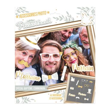 Pack de 12 accessoires pour photobooth pour baptême et communion | jourdefete.com Pack de 12 accessoires pour photobooth pour baptême et communion | jourdefete.com