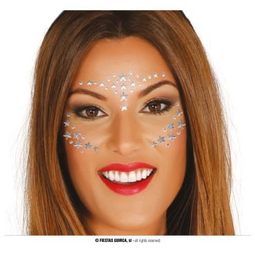 Bijoux de visage adhésifs - Étoiles d'Argent | jourdefete.com Bijoux de visage adhésifs - Étoiles d'Argent | jourdefete.com