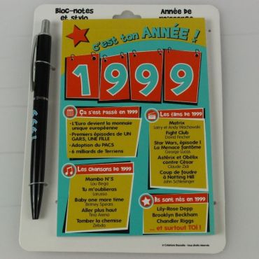 Bloc-notes et Stylo Année de naissance 1999