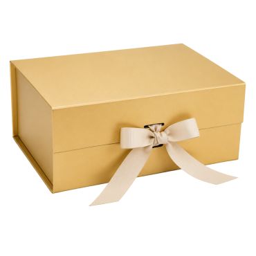 Boîte Cadeau de Noël avec Nœud Ruban – Or (22 x 16 x 8,5 cm) Boîte Cadeau de Noël avec Nœud Ruban – Or (22 x 16 x 8,5 cm)